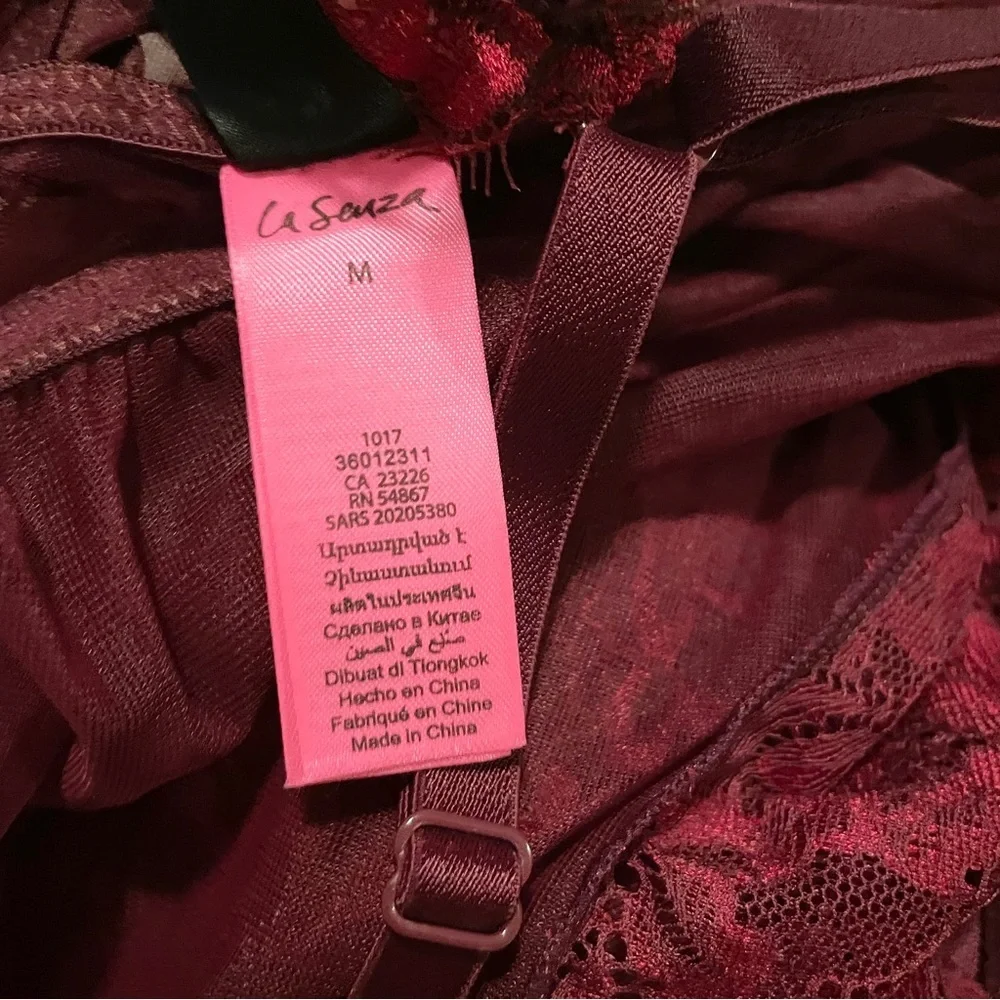 La Senza Burgundy Lace & Mesh Flyaway Babydoll Size M - Picture 13 of 15